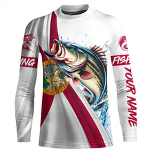 Load image into Gallery viewer, Largemouth Bass fishing Florida flag patriotic fishing Custom UV protection tournament Fishing Shirts NQS5684