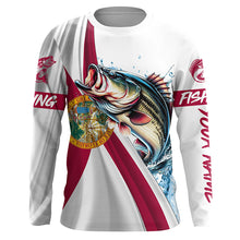 Load image into Gallery viewer, Largemouth Bass fishing Florida flag patriotic fishing Custom UV protection tournament Fishing Shirts NQS5684