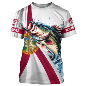 Largemouth Bass fishing Florida flag patriotic fishing Custom UV protection tournament Fishing Shirts NQS5684