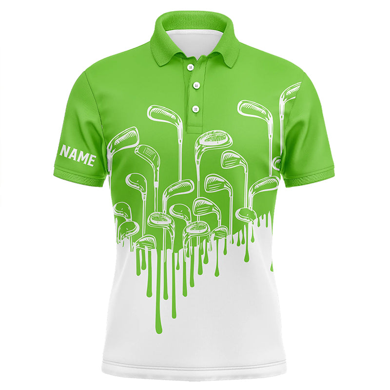 Green and white Mens golf polo shirts custom golf clubs male golf attire for men, golfer gifts NQS6114