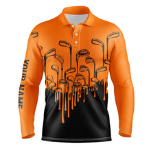 Load image into Gallery viewer, Orange and black Halloween golf clubs Mens golf polo shirts custom male golf attire for men NQS6115
