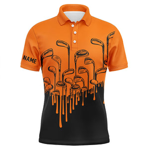 Orange and black Halloween golf clubs Mens golf polo shirts custom male golf attire for men NQS6115