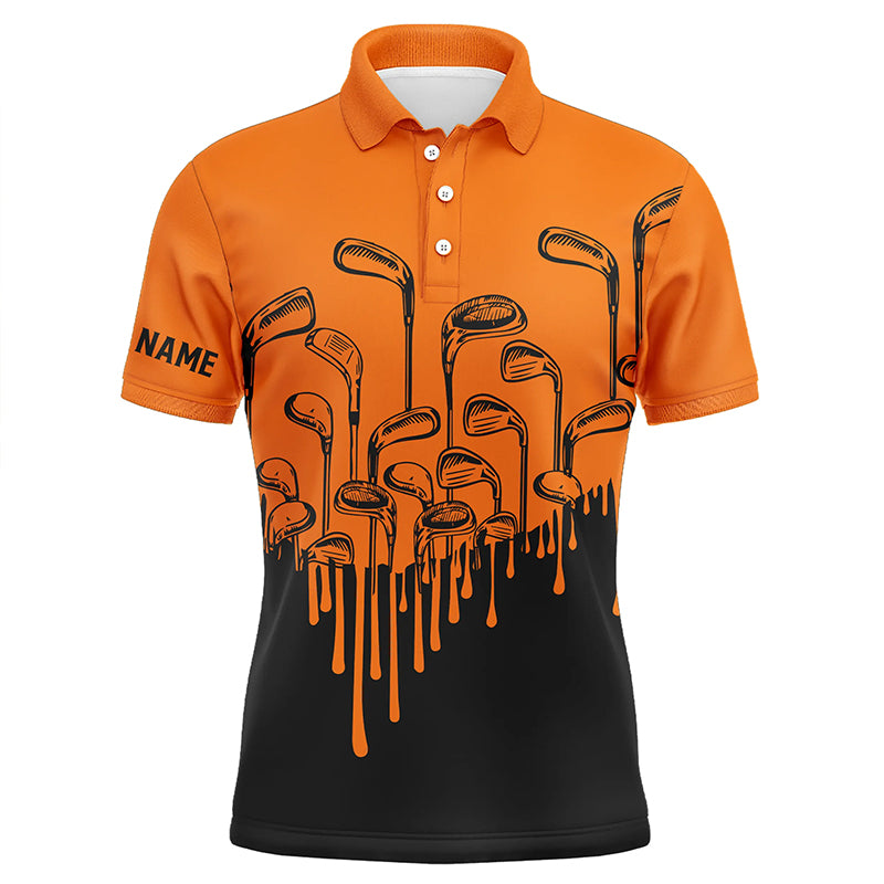 Orange and black Halloween golf clubs Mens golf polo shirts custom male golf attire for men NQS6115