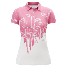 Load image into Gallery viewer, Light pink and white Womens golf polo shirts golf clubs golf clothing for women, golfing gifts NQS6116