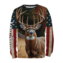 Load image into Gallery viewer, Deer Hunting american flag patriotic Custom Name 3D All over print shirts Plus Size NQS820