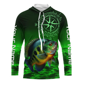 Personalized Bluegill Green Long Sleeve Performance Fishing Shirts, Bluegill compass tournament Shirts NQS6332