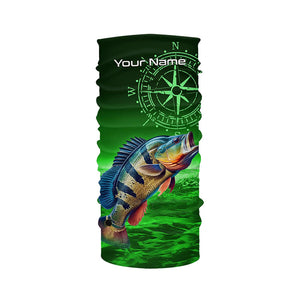 Personalized Peacock Bass Green Long Sleeve Performance Fishing Shirts, Bass compass tournament Shirts NQS6334