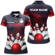 Load image into Gallery viewer, Custom Purple and Red Gradient Bowling Polo, 1/4 Zip Shirt For Women, Personalized Bowling Team Jersey NQS8897