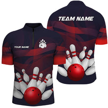 Load image into Gallery viewer, Custom Purple and Red Gradient Bowling Polo, 1/4 Zip Shirts For Men, Personalized Bowling Team Jerseys NQS8897