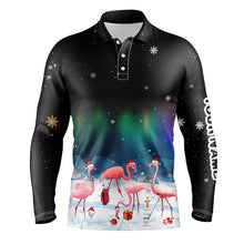 Load image into Gallery viewer, Funny Christmas Flamingo Men golf polo shirt custom golf tops for men Flamingo Christmas golf gifts NQS8899