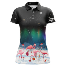 Load image into Gallery viewer, Funny Christmas Flamingo Women golf polo shirt custom ladies golf tops Flamingo Christmas golf gifts NQS8899