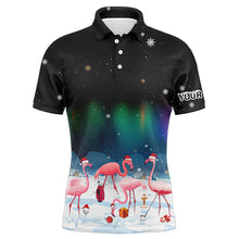 Load image into Gallery viewer, Funny Christmas Flamingo Men golf polo shirt custom golf tops for men Flamingo Christmas golf gifts NQS8899