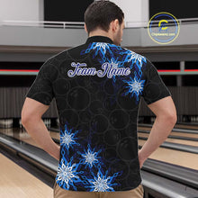 Load image into Gallery viewer, Blue snowflake black camo Christmas Bowling Shirts For Men custom bowling team jerseys, bowling gifts NQS11028