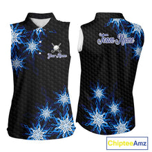 Load image into Gallery viewer, Blue snowflake black camo Christmas Women Sleeveless Polo shirt  custom ladies golf outfit golf gifts NQS11029