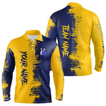 Load image into Gallery viewer, Blue and Yellow Bowling Polo, Quarter Zip shirts for Men Custom Bowling Team Jerseys NQS9354