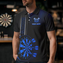 Load image into Gallery viewer, Personalized Black and Blue Darts Polo, Quarter Zip Shirt For Men Custom Dart Outfit Team Jerseys NQS9498
