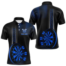 Load image into Gallery viewer, Personalized Black and Blue Darts Polo, Quarter Zip Shirt For Men Custom Dart Outfit Team Jerseys NQS9498