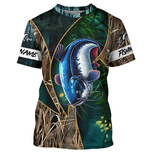 Catfish Fishing camo UV protection Customize name long sleeves fishing shirts NQS1423