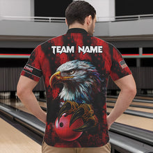 Load image into Gallery viewer, American Flag Eagle Bowling Polo, Quarter Zip Shirts For Men Custom Name Patriotic Bowling Team Jersey NQS9660