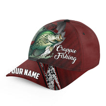 Load image into Gallery viewer, Crappie fishing camo hats for men, women custom name baseball best Crappie fishing hat | Red NQS7451