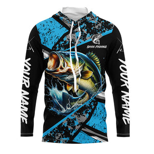 Largemouth Bass fishing Blue camo Long Sleeve Performance Fishing Shirt custom Bass fishing jerseys NQS7602