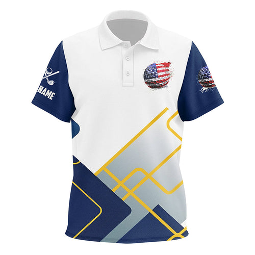 Red, White and Blue Kid golf polo shirts custom American flag Kid golf tops, golfing gifts NQS7800