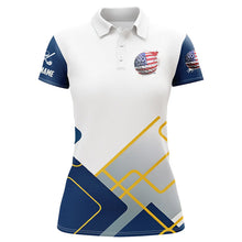 Load image into Gallery viewer, Red, White and Blue Womens golf polo shirts custom American flag womens golf tops, golfing gifts NQS7800