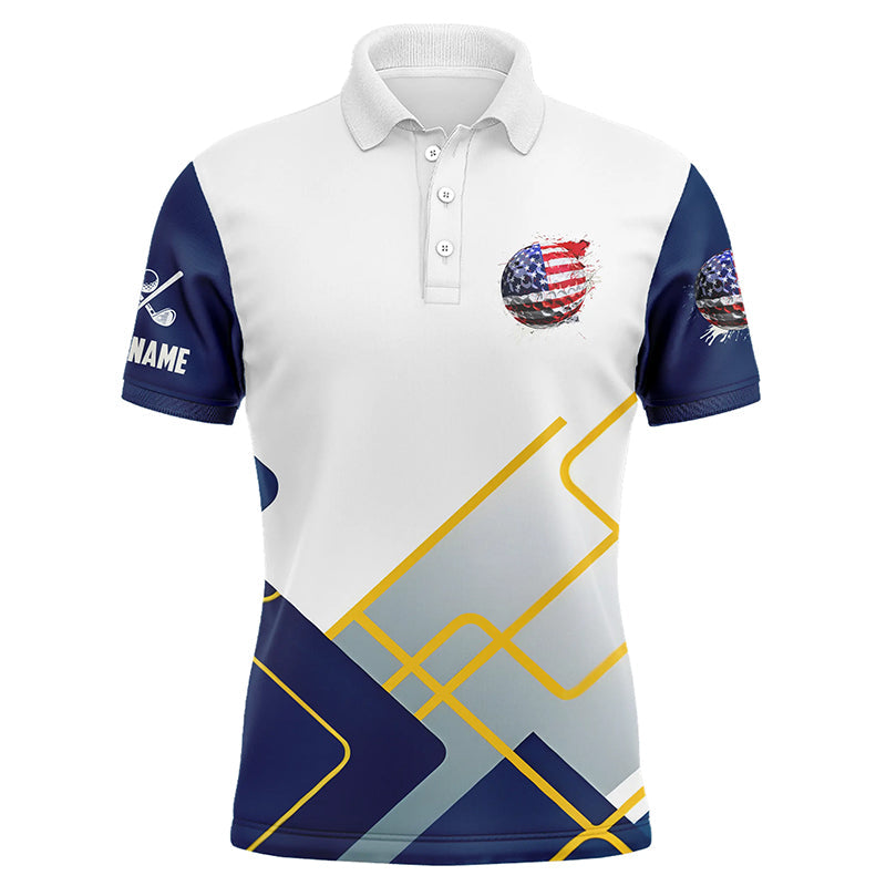 Red, White and Blue Mens golf polo shirts custom American flag mens golf tops, golfing gifts NQS7800