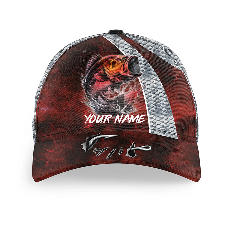 Bass Fishing Red lightning Custom fishing hat Unisex Fishing Baseball Angler hat NQS2347