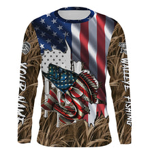 Load image into Gallery viewer, American flag patriot Walleye camo fishing, custom mens long sleeve sun protection fishing apparel NQS4109