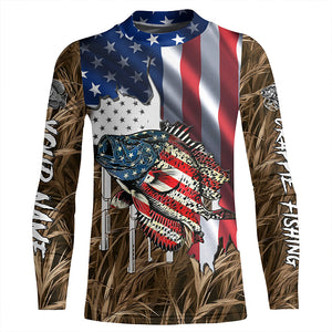 American flag patriot Crappie camo fishing, custom mens long sleeve sun protection fishing apparel NQS4110