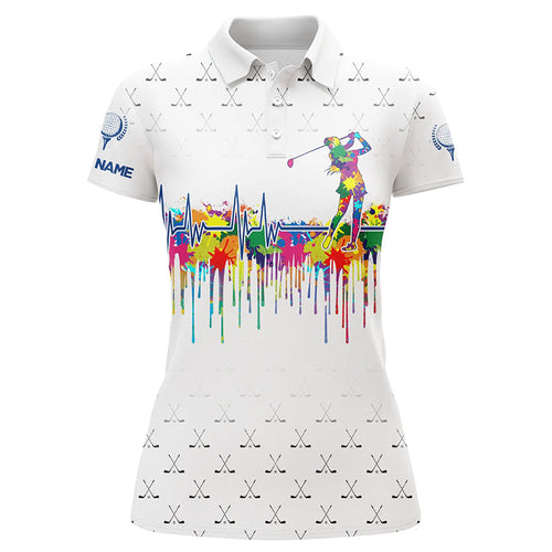 Watercolor golf heartbeat Women golf polo shirt custom white golf clubs camo golf shirts for ladies NQS8913