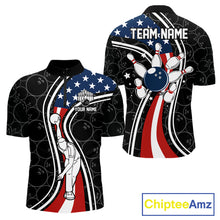 Load image into Gallery viewer, Black camo Retro bowling shirts for Men Custom American flag patriotic team bowling jerseys NQS11431