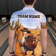 Load image into Gallery viewer, Funny desert Bowling Cowboy gun Bowling Polo, 1/4 zip shirts Custom bowling team jerseys NQS11434
