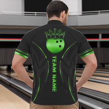 Load image into Gallery viewer, Black and Green crown Bowling ball Polo, Quarter Zip Shirts for Men Custom Bowling Team jerseys NQS9502