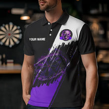 Load image into Gallery viewer, Black and Purple Skull reaper Dart jerseys Polo, 1/4 Zip Shirt for Men Custom Darts Team shirts NQS9509