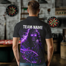 Load image into Gallery viewer, Black and Purple Skull reaper Dart jerseys Polo, 1/4 Zip Shirt for Men Custom Darts Team shirts NQS9509