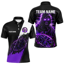 Load image into Gallery viewer, Black and Purple Skull reaper Dart jerseys Polo, 1/4 Zip Shirt for Men Custom Darts Team shirts NQS9509