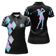 Load image into Gallery viewer, Black hologram Women golf polo shirts custom ladies golf shirt for women NQS5709