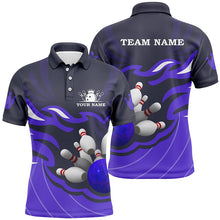 Load image into Gallery viewer, Mens polo, quarter zip bowling shirt Custom bowling ball pins team league jersey, bowling gift| Purple NQS7808