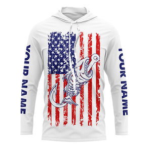 American flag fishing Fish hook skull Custom mens patriotic long sleeve sun protection fishing shirts NQS5934