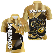 Load image into Gallery viewer, Black And Gold Custom Dragon Bowling Shirts For Men, Dragon Bowling Team Shirts NQS8233