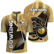 Load image into Gallery viewer, Black And Gold Custom Dragon Bowling Shirts For Men, Dragon Bowling Team Shirts NQS8233