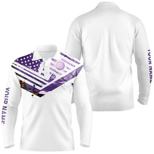 Load image into Gallery viewer, Mens golf polo shirts purple American flag custom Halloween white golf shirt NQS6364