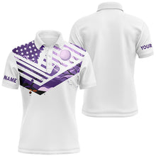 Load image into Gallery viewer, Mens golf polo shirts purple American flag custom Halloween white golf shirt NQS6364