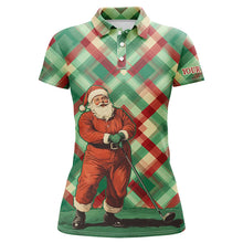 Load image into Gallery viewer, Red and Green plaid pattern Santa Golfer Women golf polo shirt custom Christmas golf shirts for ladies NQS8919