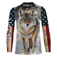 Load image into Gallery viewer, Coyote Hunting american flag patriotic Custom Name 3D All over print shirts NQSD126