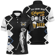 Load image into Gallery viewer, Funny golf skull polo shirts you know what rhymes with golf beer custom black golf performance shirts NQS7616