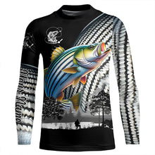 Load image into Gallery viewer, Striped Bass fishing scales white black Customize UV protection long sleeves fishing shirts NQS1945