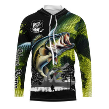 Load image into Gallery viewer, Largemouth Bass fishing scales green black Customize Name UV sun protection bass fishing shirts NQS1946